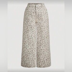 SHEIN Beige Leopard Print Wide Leg Pants